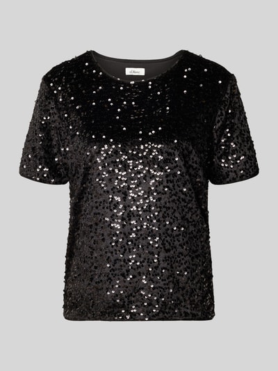s.Oliver RED LABEL Relaxed fit T-shirt met pailletten Zwart - 2