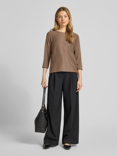 s.Oliver BLACK LABEL Relaxed Fit Strickpullover aus Viskose-Mix mit Glitzergarn Mittelbraun 1