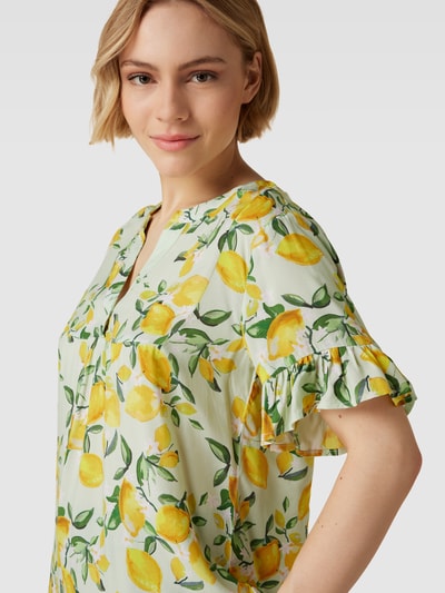 SMASHED LEMON Blouseshirt van rayon met volantmouwen Lichtgroen - 3