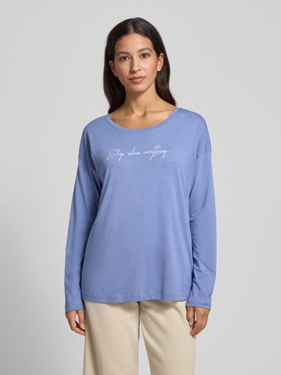 LASCANA Bluzka z długim rękawem z nadrukowanym napisem Niebieski 4