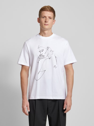 HUGO T-Shirt mit Motiv-Print Modell 'Daximiko' Weiss 4
