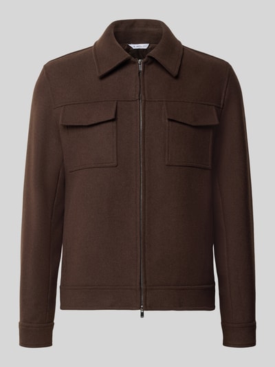 Produktfoto, Jacke aus Woll-Mix von Manuel Ritz in Braun mit Kentkragen, Zweiwege-Reißverschluss und Brusttaschen, gerade Passform.