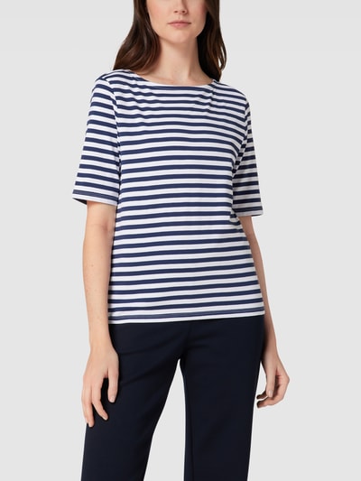 Fynch-Hatton T-shirt met streepmotief, model 'Boat Neck' Wit - 4
