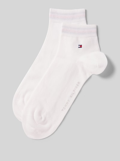 Produktfoto, witte Heren sneakersokken van katoenmix met ribboord en labeldetail, set van 2, Model '2ER QUARTER' van Tommy Hilfiger