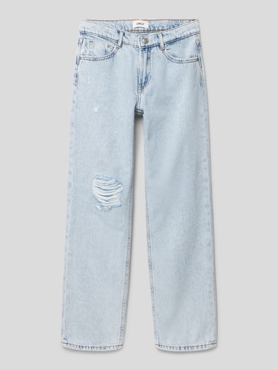 Only Straight fit jeans in destroyed-look Lichtblauw - 1