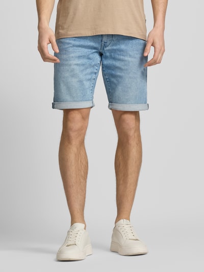 Petrol Slim Fit Jeansshorts im 5-Pocket-Design Hellblau Melange 4