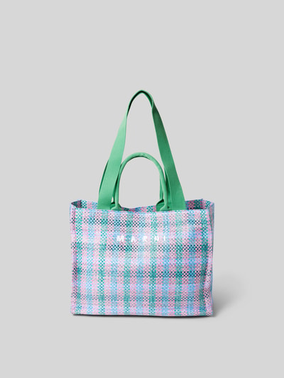 Marni Shopper mit Karomuster Blau 2