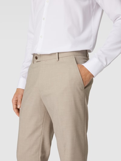 Christian Berg Men Pantalon met fijn motief Beige - 3