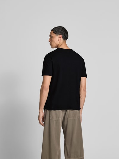 Officine Générale T-Shirt mit geripptem Rundhalsausschnitt Black 5