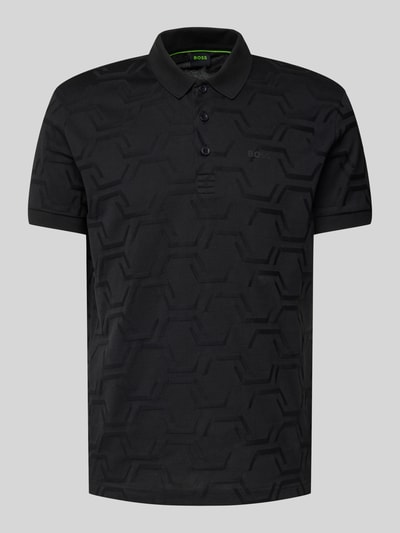 BOSS Green Regular Fit Poloshirt mit Strukturmuster Modell 'Paddy' Black 2