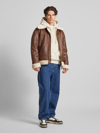 Alpha Industries Bomberjack met platte kraag, model 'B3' Middenbruin - 1