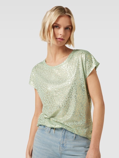 Montego T-shirt met all-over motief Rietgroen - 3