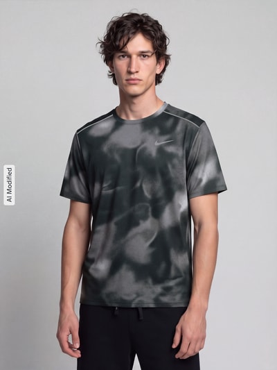 Nike Training męski t-shirt o kroju regular fit sport z nadruk z logo model 'MILER' Czarny 4