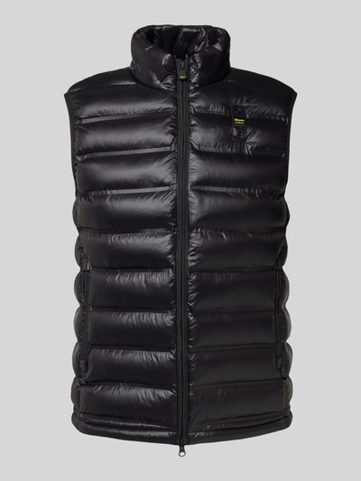 Blauer Usa Steppweste mit Stehkragen und Zweiwege-Reißverschluss Black 2