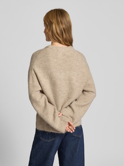 Gina Tricot Oversized Strickpullover mit Leinen-Anteil Sand Melange 5