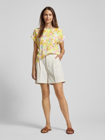 Montego T-shirt van viscose met all-over motiefprint Felroze - 1