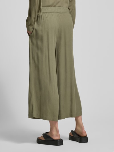 Pieces Loose Fit Culotte aus Viskose-Leinen-Mix Modell 'PIA' Khaki 5