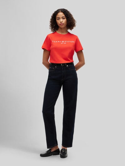 Tommy Hilfiger regular fit T-shirt van puur katoen met logoprint Rood - 1