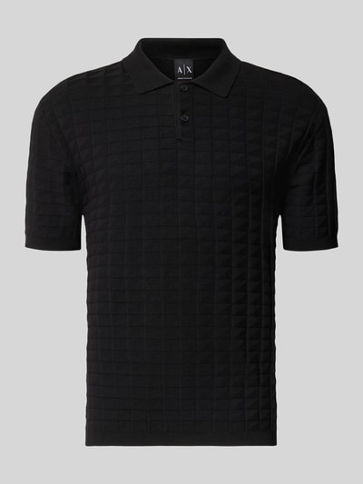 Produktfoto, Regular Fit Poloshirt aus Viskosemix Modell 'Maglia' von Armani Exchange, zwart, stiksels, tricotlook, Heren, ruglengte maat M 68 cm