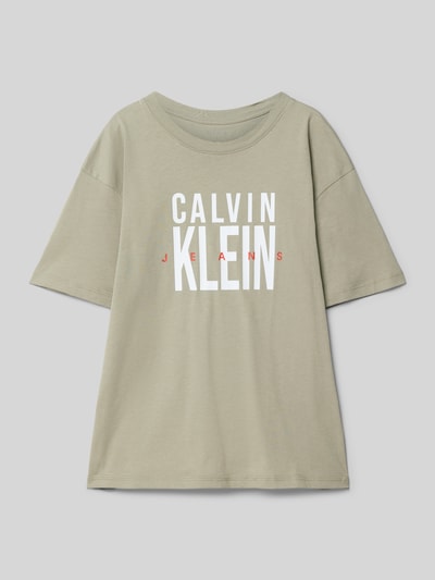 Calvin Klein Jeans T-Shirt mit Label-Print Beige 1