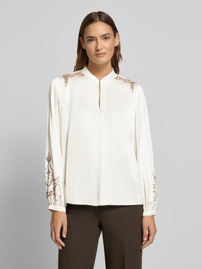 Marc Cain Blouse van viscosemix met druppelvormige hals en stitchings Offwhite - 4