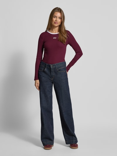 GAP Bluzka z długim rękawem z wyhaftowanym logo Bordowy 1