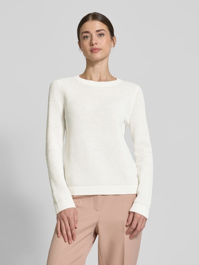 Vila Strickpullover mit gerippten Abschlüssen Modell 'dalo' Offwhite 4