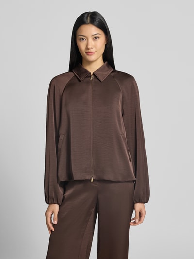 Marc Cain Jacke aus Satin mit Zweiwege-Reißverschluss Dunkelbraun 4
