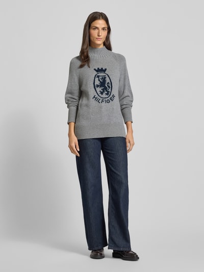 Tommy Hilfiger Regular Fit Strickpullover aus Woll-Baumwoll-Mix Hellgrau 1