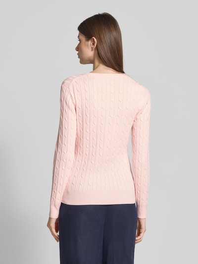 Gant Gebreid jack met kabelpatroon en labelstitching Roze - 5