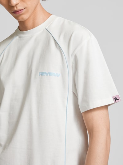 REVIEW T-Shirt mit Kontrastpaspeln Offwhite 3