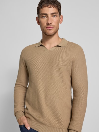 Jack & Jones Premium Gebreide pullover met ribboorden, model 'EASTON' Taupe - 3