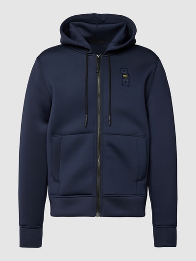 Blauer Usa Jack met labeldetails, model 'Scuba Hoody' Marineblauw - 2