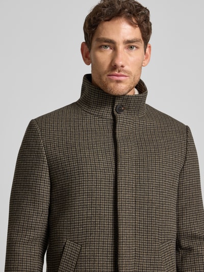 Matinique Regular fit lange jas met wol, model 'Harvey'' Middenbruin - 3