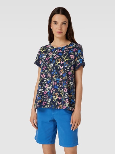 Esprit T-shirt van katoen met all-over motief Marineblauw - 4