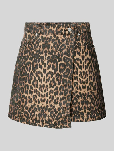 Neo Noir Jeansrok met dierenprint, model 'Kendra Leopard' Beige - 2