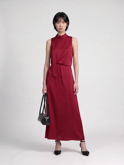 HUGO Maxi-jurk met drapering model 'Kedina-1' Donkerrood - 1