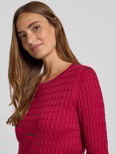 Christian Berg Woman Strickpullover mit Zopfmuster Fuchsia 3
