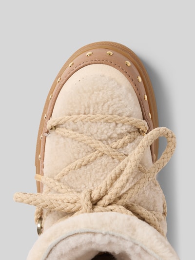 INUIKII Snowboots van leer met teddybont, model 'CURLY ROCK' Beige - 3