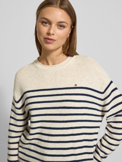 Tommy Hilfiger Regular fit gebreide pullover van pure wol Zand - 3