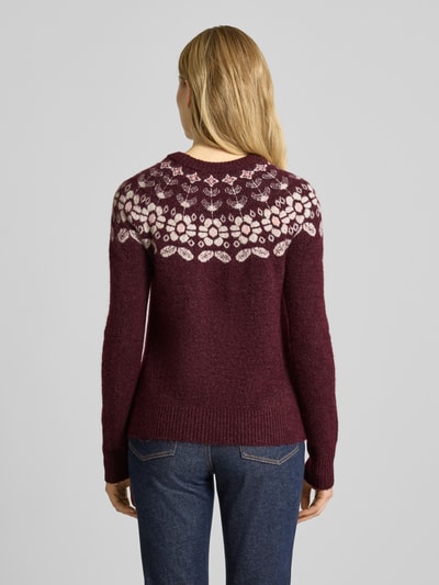 Vero Moda Regular Fit Strickpullover mit Woll-Anteil Modell 'SIMONE' Dunkelrot 5