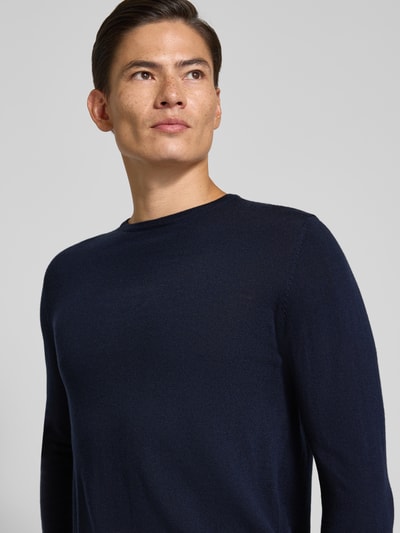 Profuomo Pullover aus Merinowolle mit Rundhalsausschnitt Marine 3