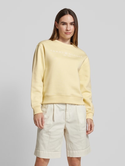 Tommy Hilfiger Sweatshirt met labelprint Lichtgeel - 4