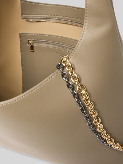 Seidenfelt Handtasche mit Label-Detail Modell 'LAINIO' Taupe 5