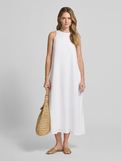 ECOALF Midikleid aus Leinen mit Rundhalsausschnitt Modell 'UKARA' Weiss 1