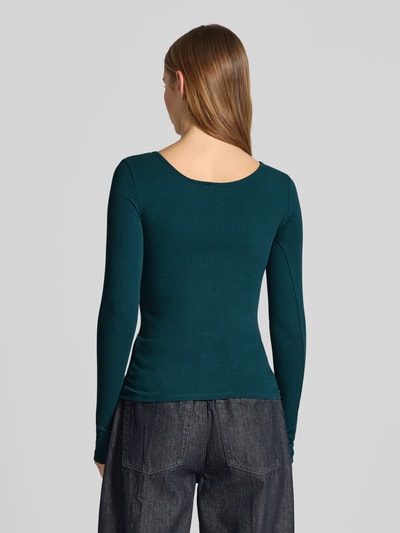 Pieces Slim fit shirt met lange mouwen van katoenmix, model 'KITTE' Donkergroen - 5