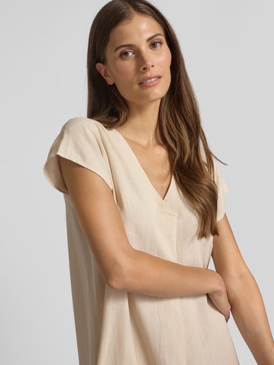 Soyaconcept Knielange jurk van een mix van linnen en viscose, model 'Ina' Zand - 3