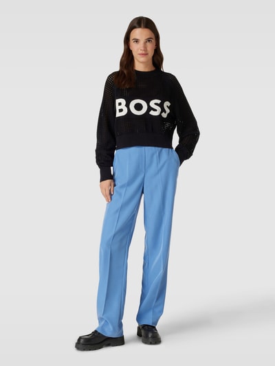 BOSS Orange Gebreide pullover met ajourpatroon, model 'Fenniki' Zwart - 1