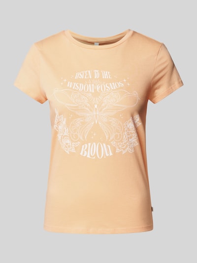 QS T-shirt met motiefprint en ronde hals Zalm - 2