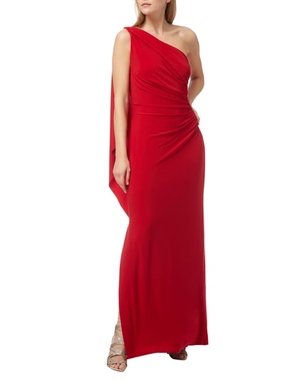 Lauren Ralph Lauren One-Shoulder-Abendkleid mit locker fallendem Besatz Rot 1